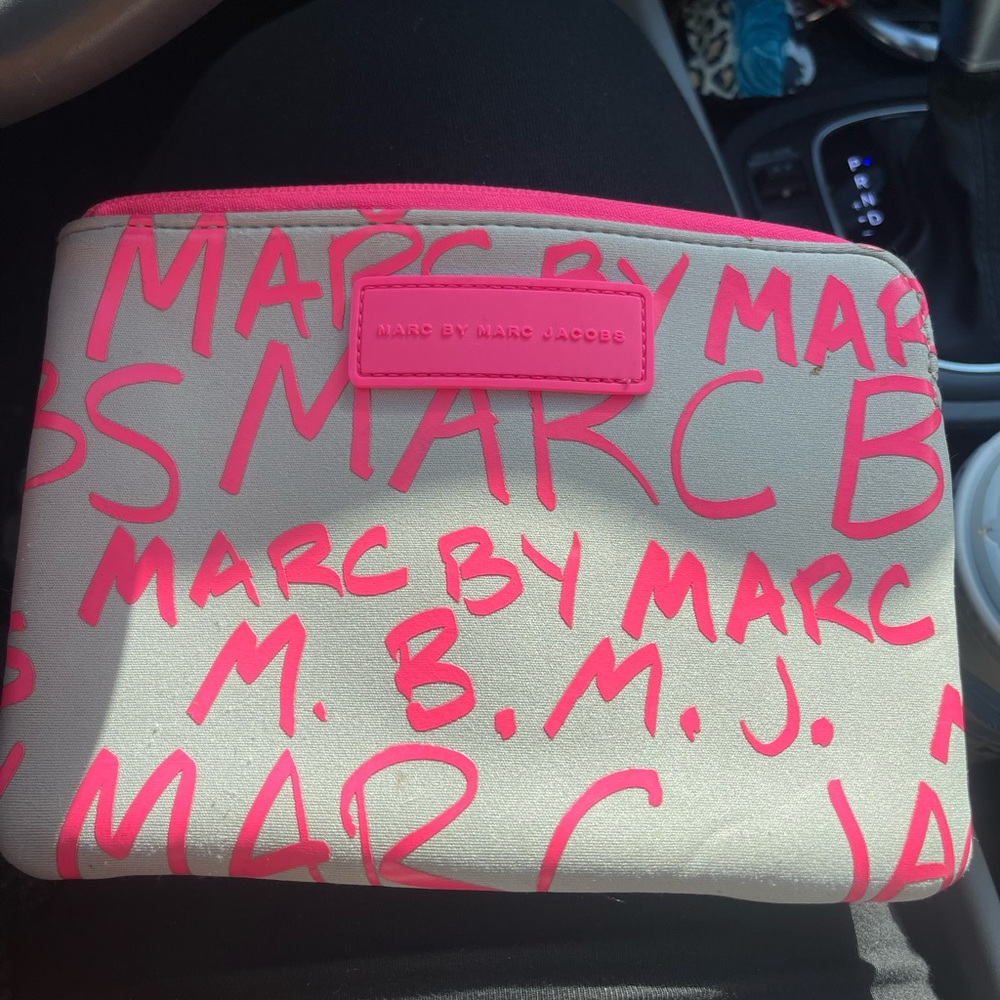 Marc by Marc Jacobs Neon Pink and Cream Pouch